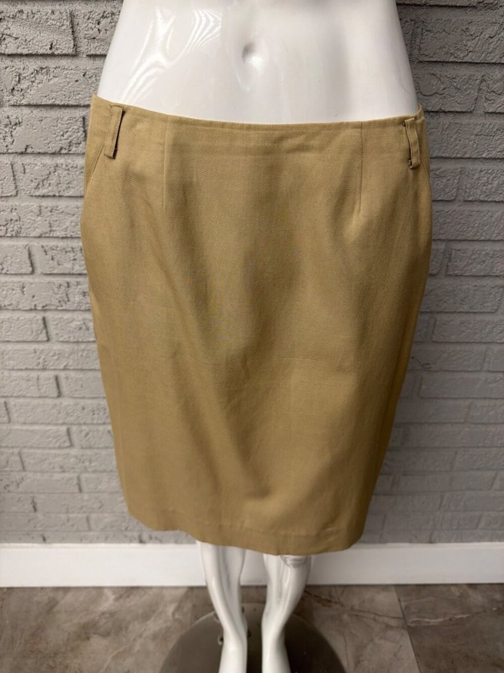 DKNY Women's Camel Silk / Cotton Pencil Skirt Size 12